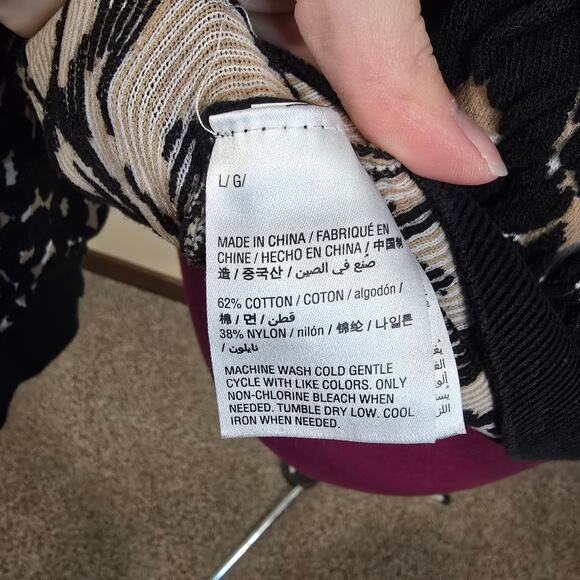 Women's INC International Concepts Black & Tan Textured Knit Top | Size Large - Picture 9 of 9